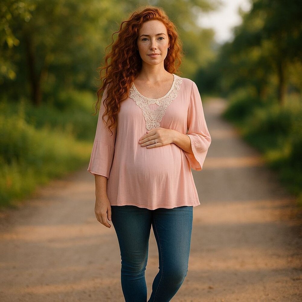Pinkblush Blush Pink Lace-Trim Maternity Blouse